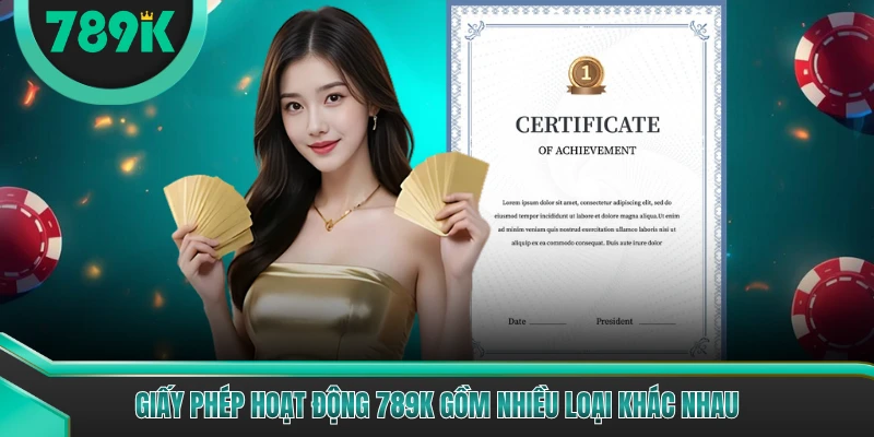 Giấy phép hoạt động 789K gồm nhiều loại khác nhau
